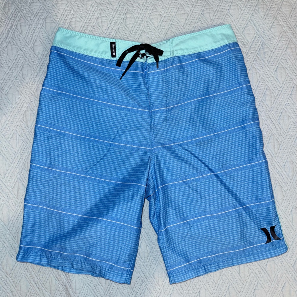 Men’s/Teen’s Hurley Blue Board Shorts with Aqua Waistband